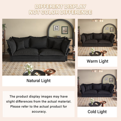 Modern Comfy Upholstered Sofa Cloud Couch, Deep Seat Couches With Multiple Large Soft Pillows, Convertible Deep Seat Chaise Longue For Living Room - Black