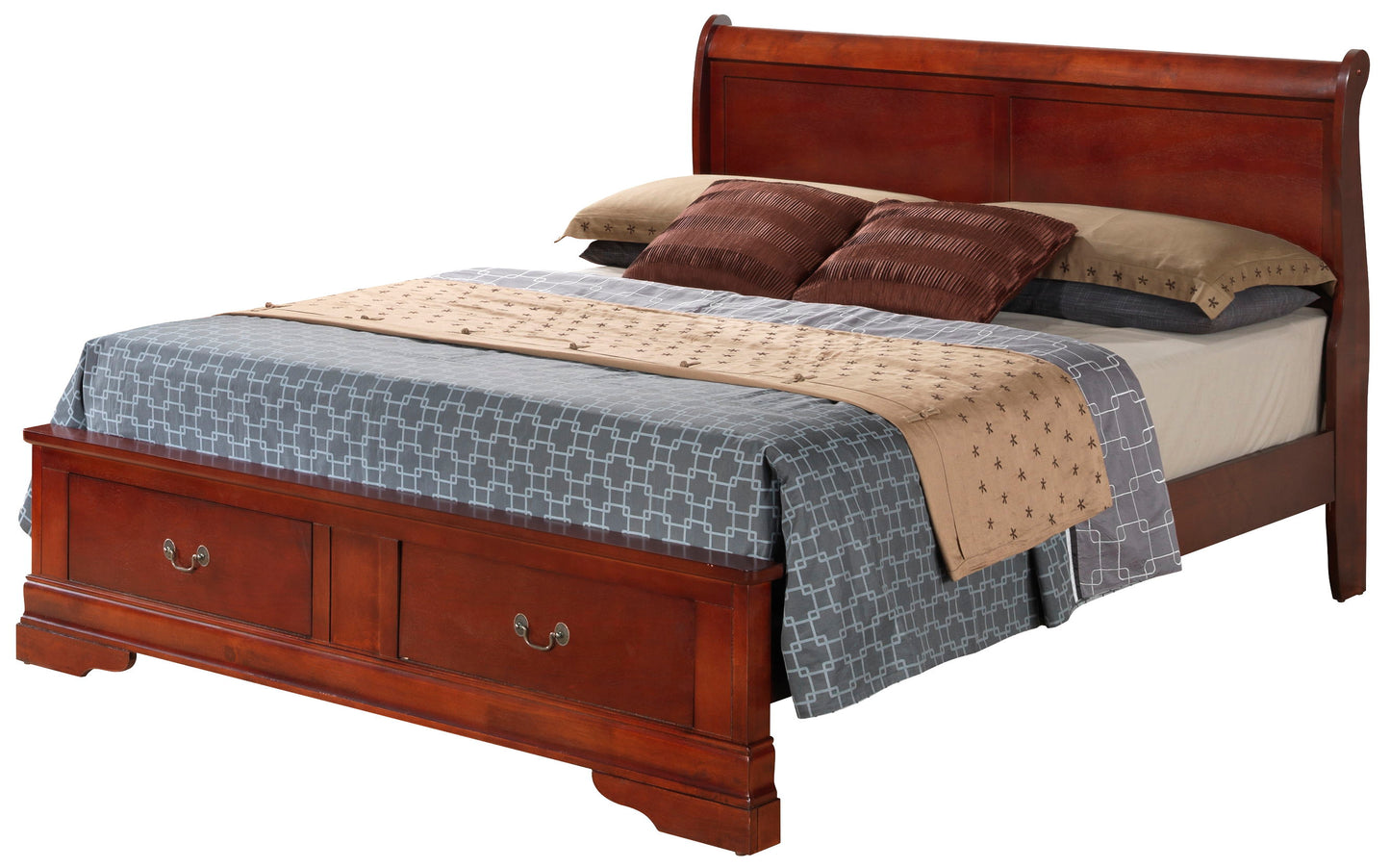 Louis Phillipe - Queen Storage Bed - Cherry