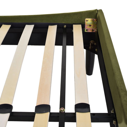 Aspen - Queen Vertical Tufted Modern Headboard Platform Bed Set - Olive Green
