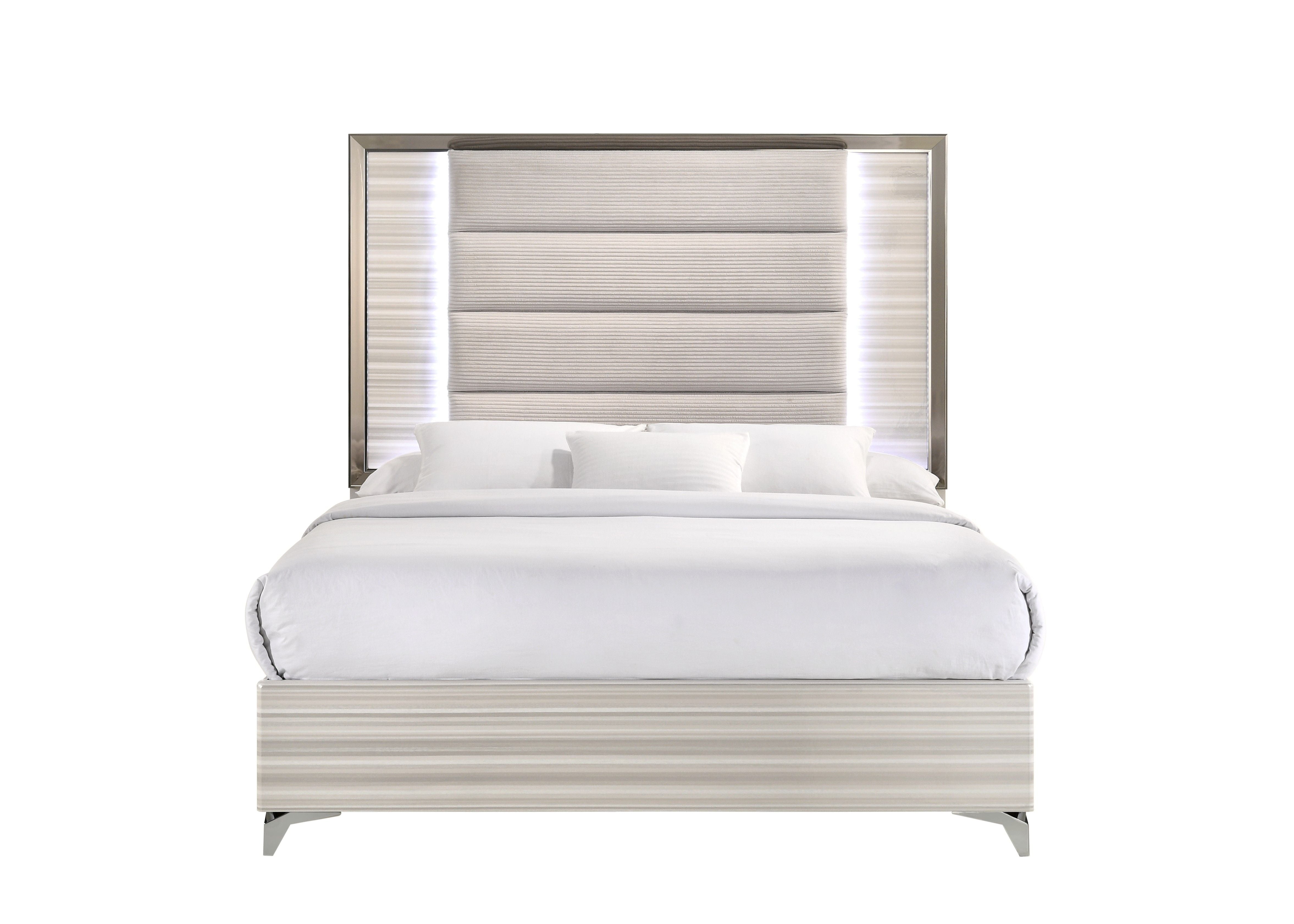 Star - Queen Bed With LED - White