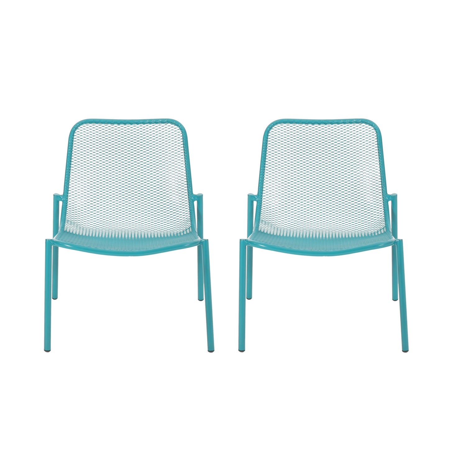 Outdoor Iron Chair With Mesh Design - Teal