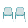 Outdoor Iron Chair With Mesh Design - Teal