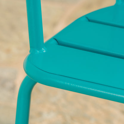 3 Piece Elegant Outdoor Bistro Set With 2 Chairs And Oval Table - Teal