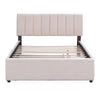 Full Size Upholstered Platform Bed With Twin Size Trundle - Beige