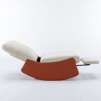 Modern Rocking Chair Recliner, Comfy Rocker Nursery Chair With Footrest, Accent Reading Chair, Upholstered Lounge Chair For Relaxing, Resting, Soft Padded Rocker For Indoor Living Room Bedroom - Orange