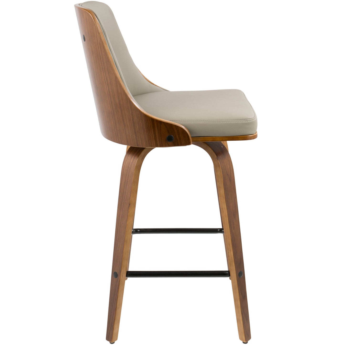 Gianna - Mid-Century Modern Counter Stool (Set of 2) - Walnut / Light Gray