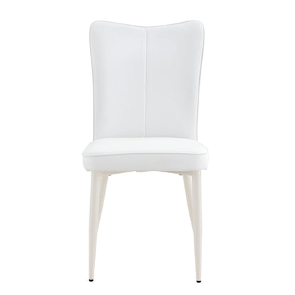 Style Minimalist Dining Chairs With 4 White Sponge Seats And Metal Legs, With 1 Chair Serving Multiple Purposes - Milky White