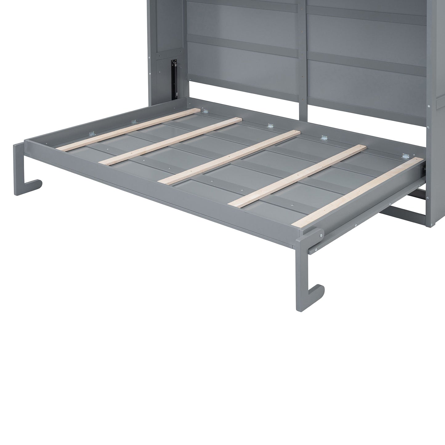 Queen Size Murphy Modern Bed With Top Cabinets For Space Saving And Comfort - Gray