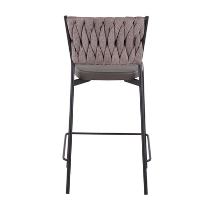 Tania - Braided Contemporary Counter Stool (Set of 2) - Black / Gray / Light Brown