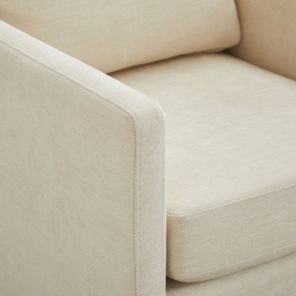 Square Upholstered Swivel Accent Chair With 360 Degree Rotation - Beige