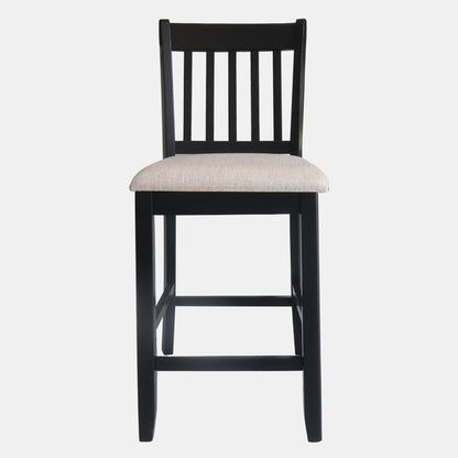 Transitional Rubberwood Dining Room Chairs (Set of 2) With Slatted Back - Black