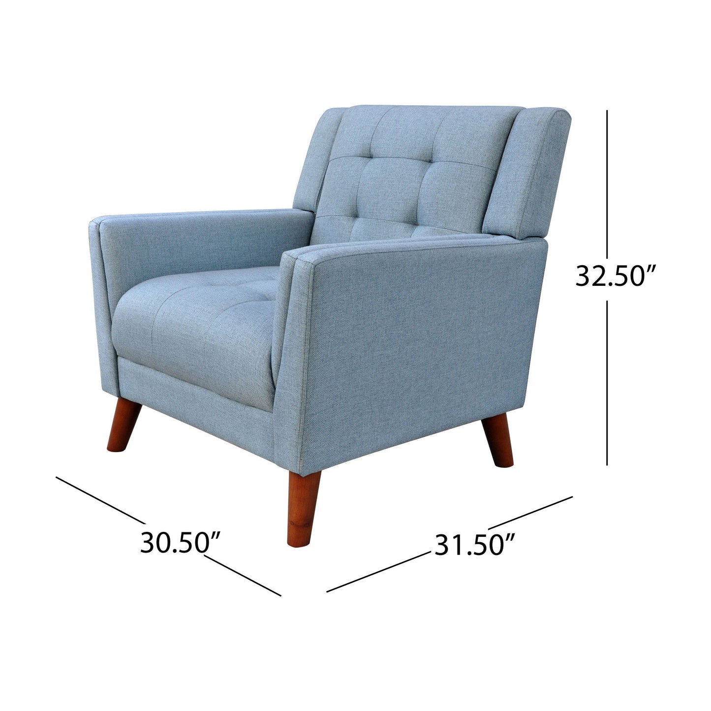 Luminaesque - Fabric Upholstered Armchair With Tufted Back - Blue