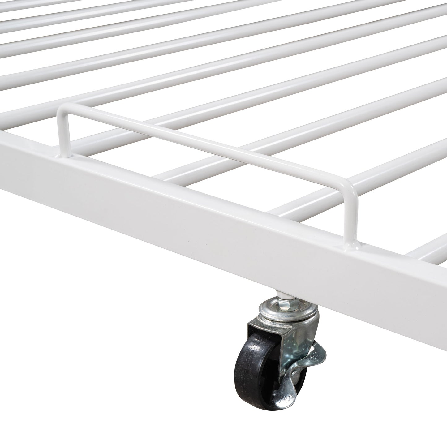 Full Size Platform Bed Frame With Trundle, USB Ports And Slat Support, No Box Spring Needed - White