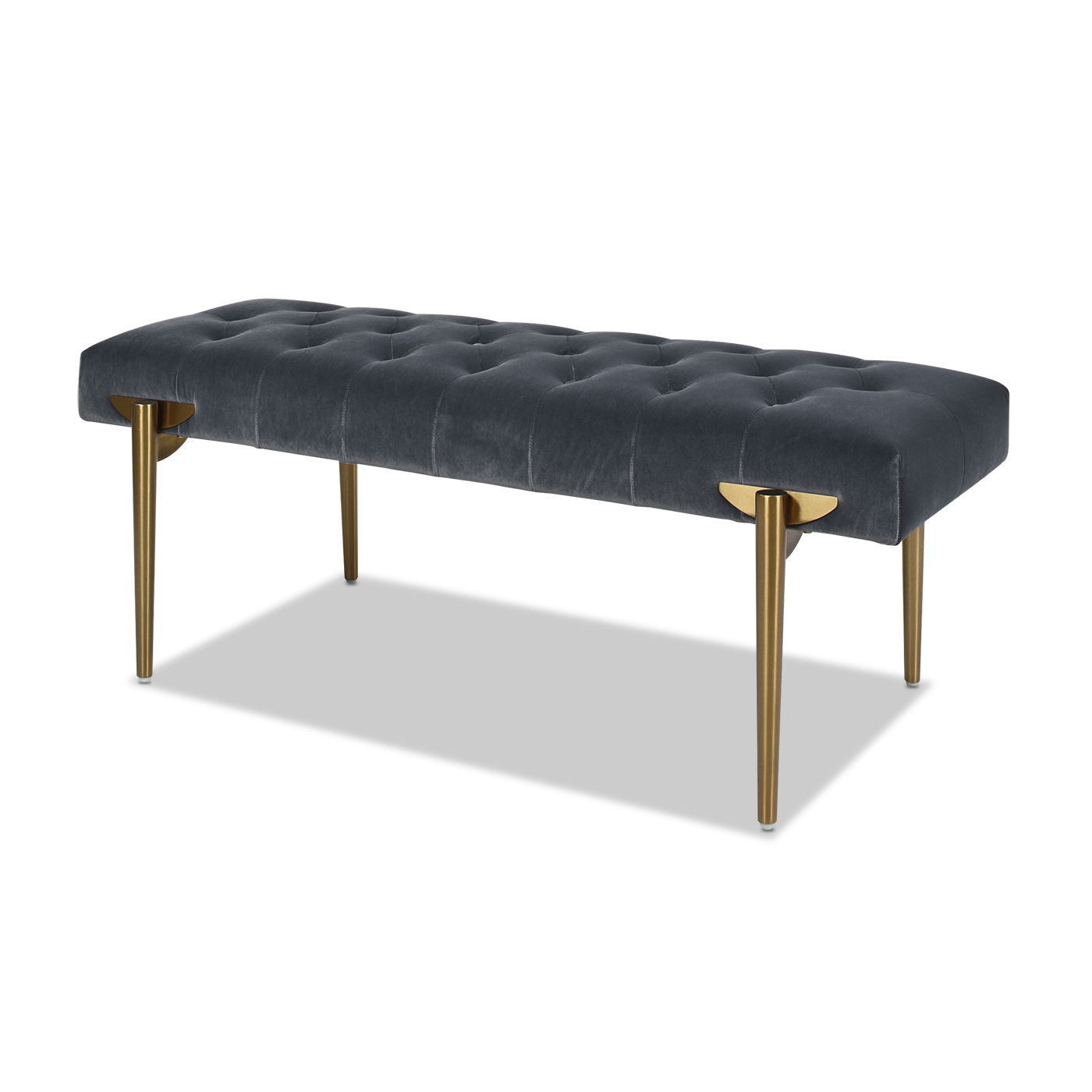 Aria - Upholstered Gold Accent Bench - Gray
