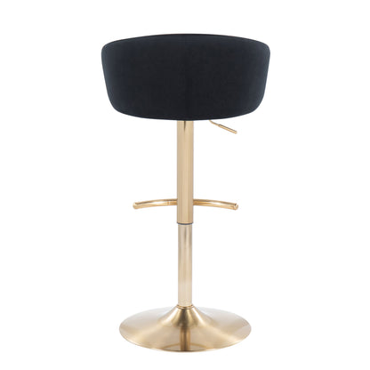 Claire - Contemporary / Glam Adjustable Bar Stool (Set of 2) - Gold / Black