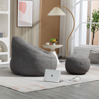 Bedding Bean Bag Sofa Chair High Pressure Foam Bean Bag Chair Adult Material With Padded Foam Padding Compressed Bean Bag With Footrest - Gray