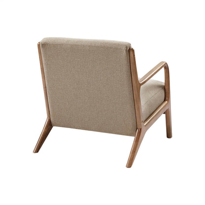 Mid - Century Lounge Chair With Upholstered Seat - Taupe