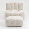 Fluffy Bean Bag Chair, Comfortable Bean Bag For Adults And Children, Super Soft Lazy Sofa Chair With Memory Foam And Ottoman, Indoor Modern Focus Bean Bag Chair For Living Room, Bedroom, Apartment - White