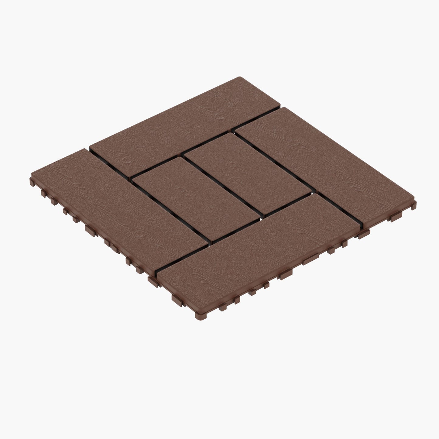 Zz Style 12" Patio Deck Tiles, Diy Interlocking Flooring - Red Brown