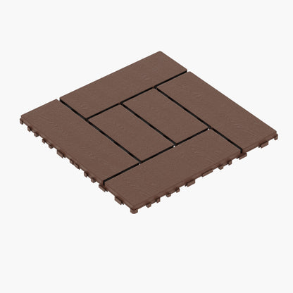 Zz Style 12" Patio Deck Tiles, Diy Interlocking Flooring - Red Brown