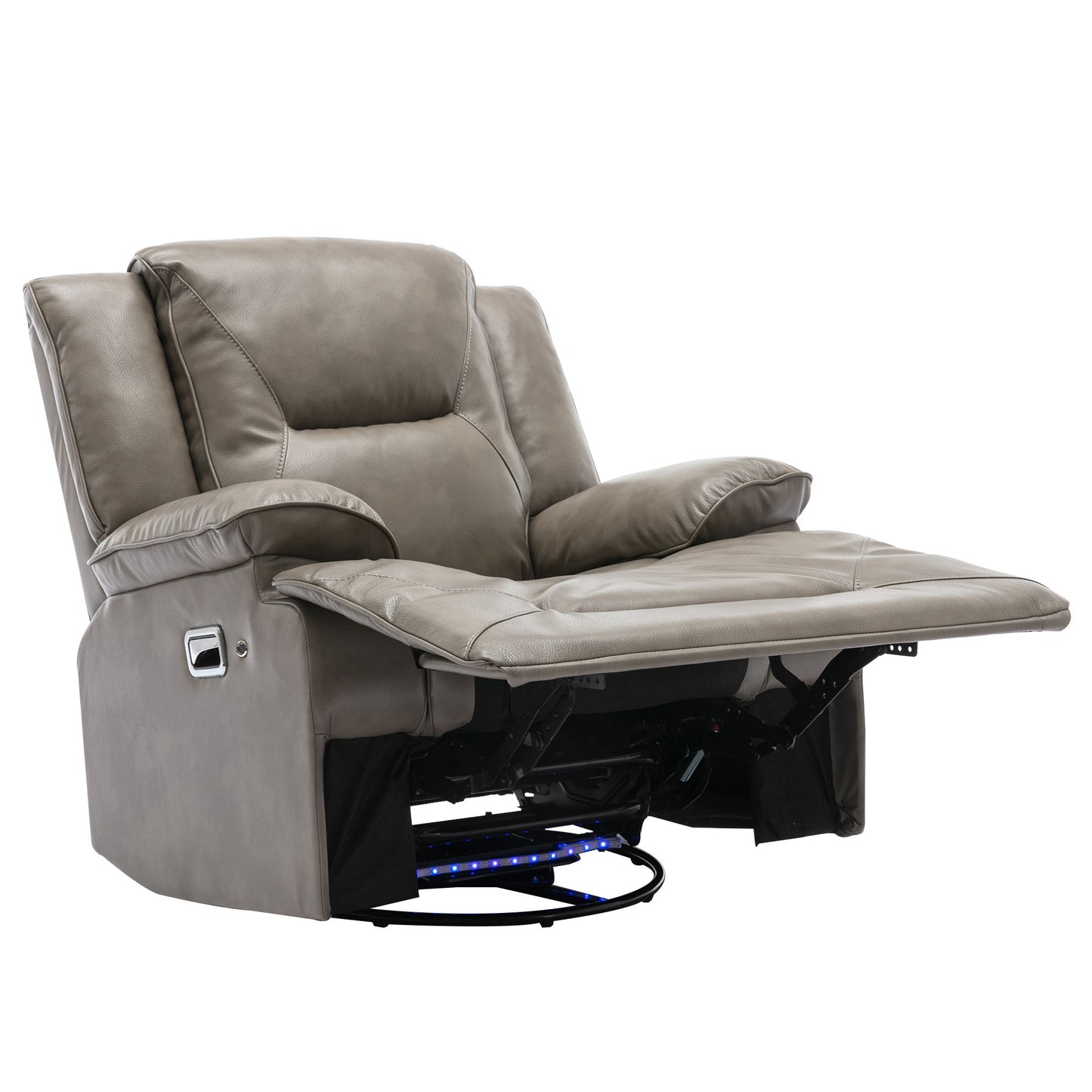 360ÔøΩÔøΩ Swivel And Rocking Home Theater Recliner Manual Recliner Chair With A Led Light Strip For Living Room - Gray