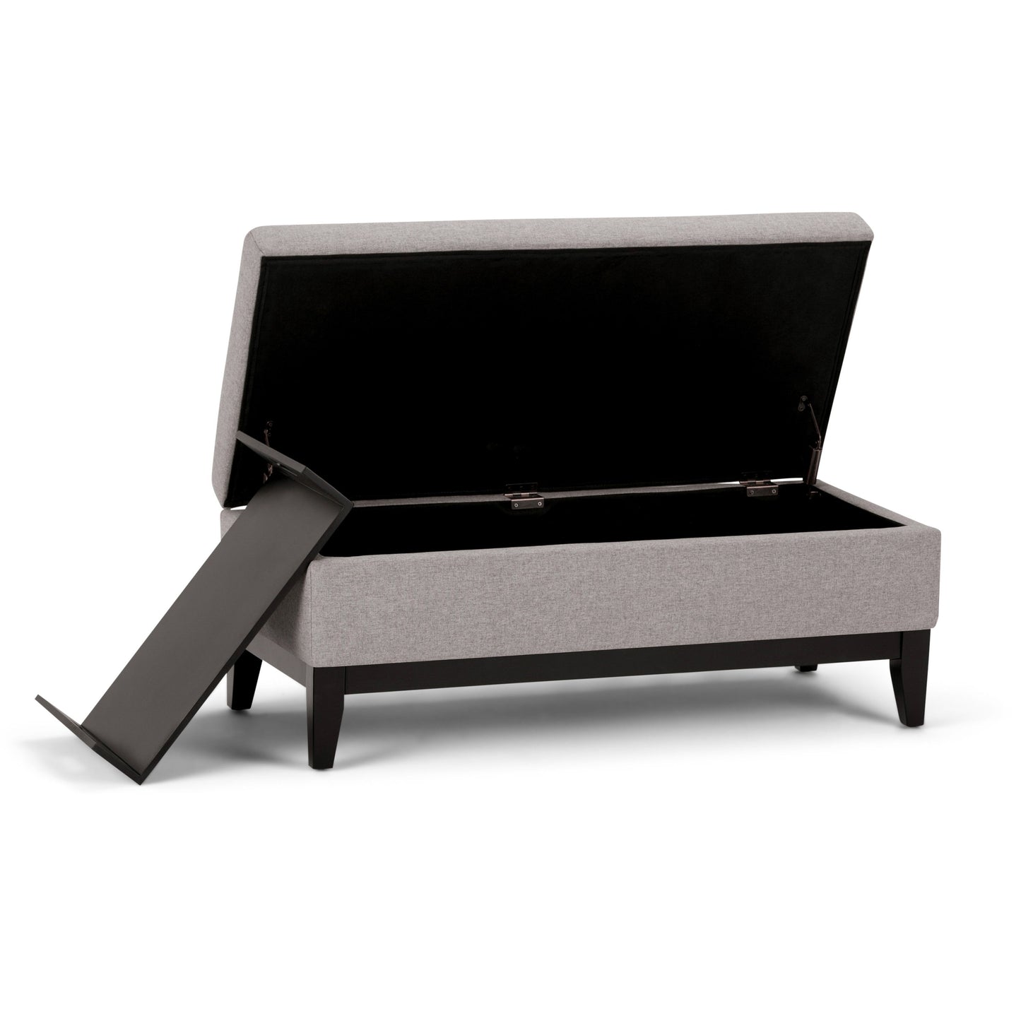 Oregon - Storage Ottoman Bench With Tray - Cloud Gray