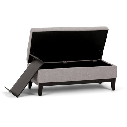 Oregon - Storage Ottoman Bench With Tray - Cloud Gray