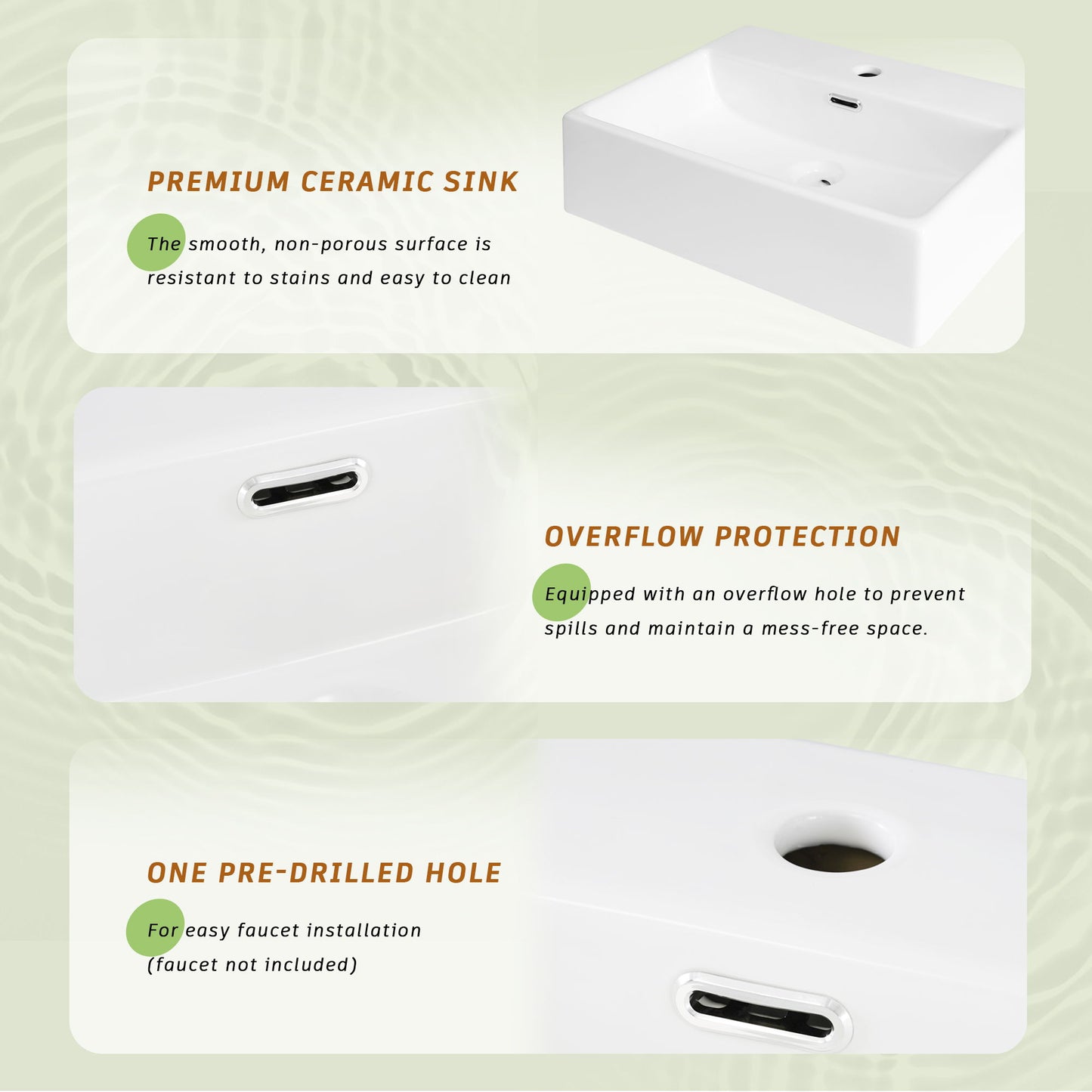 Bathroom Vanity With Ceramic Sink And Ample Storage, Ideal For Small Bathrooms - Green