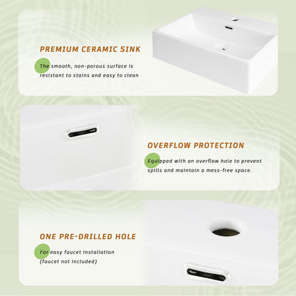 Bathroom Vanity With Ceramic Sink And Ample Storage, Ideal For Small Bathrooms - Green