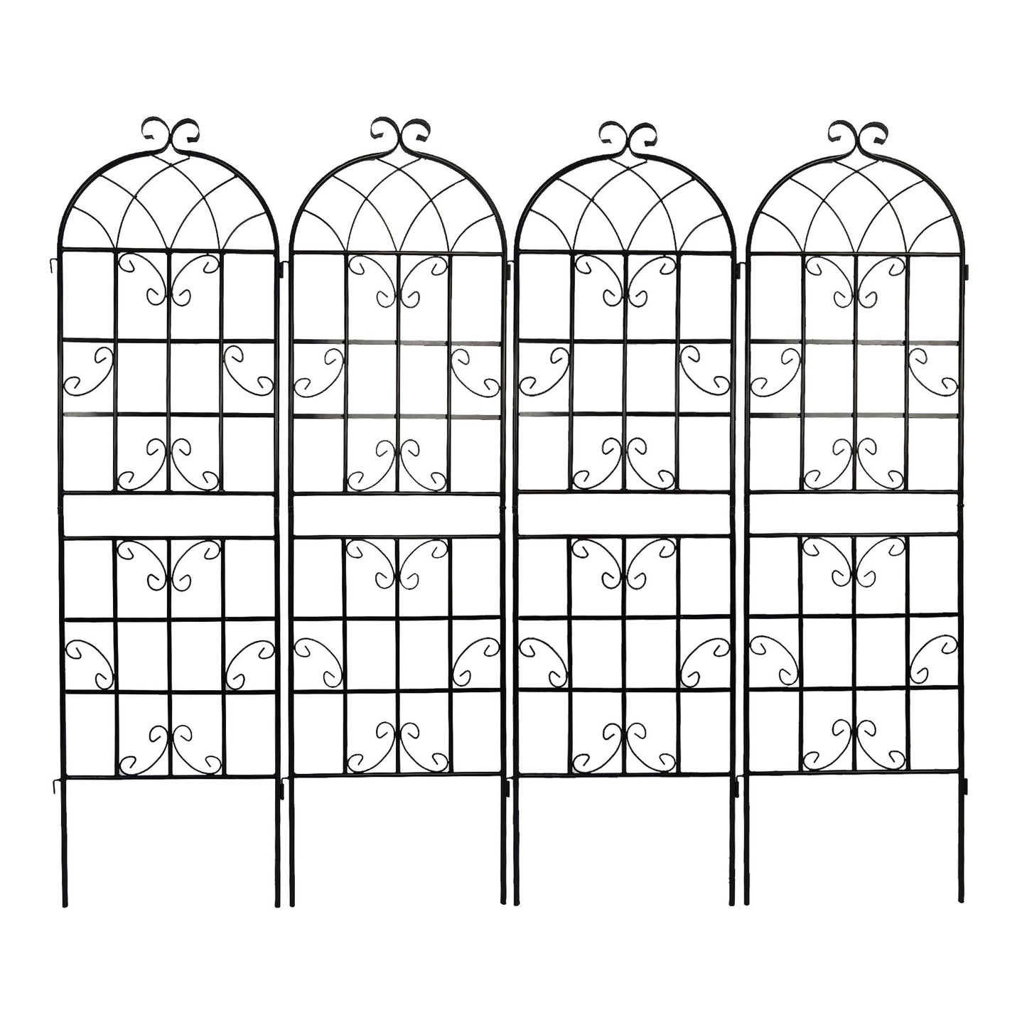 4 Pack Metal Garden Trellis Rustproof Trellis For Climbing Plant Outdoor Flower Support - Black