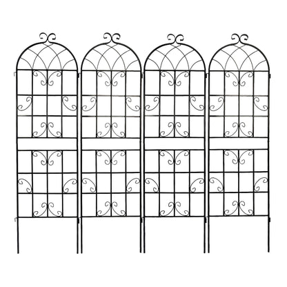 2 Pack Metal Garden Trellis Rustproof Trellis For Climbing Plants Outdoor Flower Support - Black