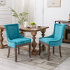 Ultra Side Dining Chair,Thickened Fabric Chairs With Neutrally Toned Solid Wood Legs, Bronze Nail Head (Set of 2) - Blue