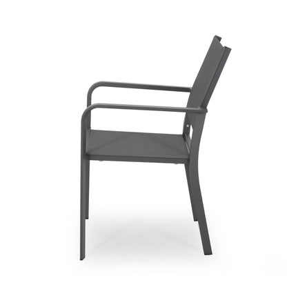 Waterfal - Outdoor Aluminum Dining Chair With Mesh Seat (Set of 2) - Dark Gray