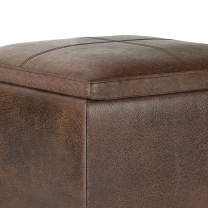 Rockwood - Cube Storage Ottoman With Tray - Distressed Brown