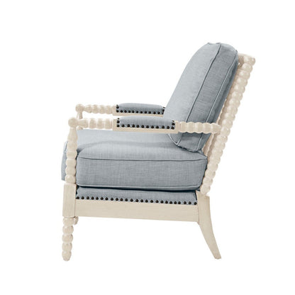 Arm Chair With Open Back Spindle Design - Ivory / Gray