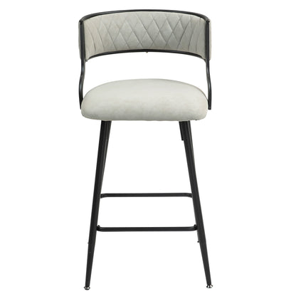 Counter Height Bar Stools Cover Kitchen Island Counter Bar Stool With Black Powder Coating Base And Footrest (Set of 2) - Beige