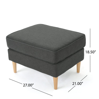 Upholstered Ottoman With Tapered Legs - Dark Gray
