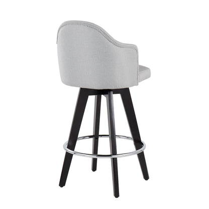Ahoy - Contemporary Fixed Height Counter Stool Round Chrome Footrest (Set of 2) - Light Gray / Black