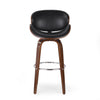 Lumos - Mid Century Modern Upholstered Swivel Barstool - Walnut / Black