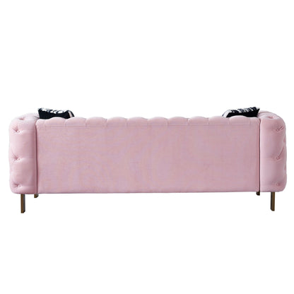 Chesterfield - Modern Tufted Velvet Living Room Sofa, 84.25''W Couch - Pink