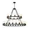 Extra Large Wagon Wheel Chandelier, 2 Tier 36 Lights (No Include) Farmhouse Industrial Round High Ceiling Pendant Light Adjustable Chain, For Dining Room, Living Room, Kitchen - Black