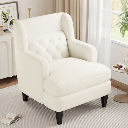 Upholstered Accent Chair Tufted Armchair For Living Room - Beige