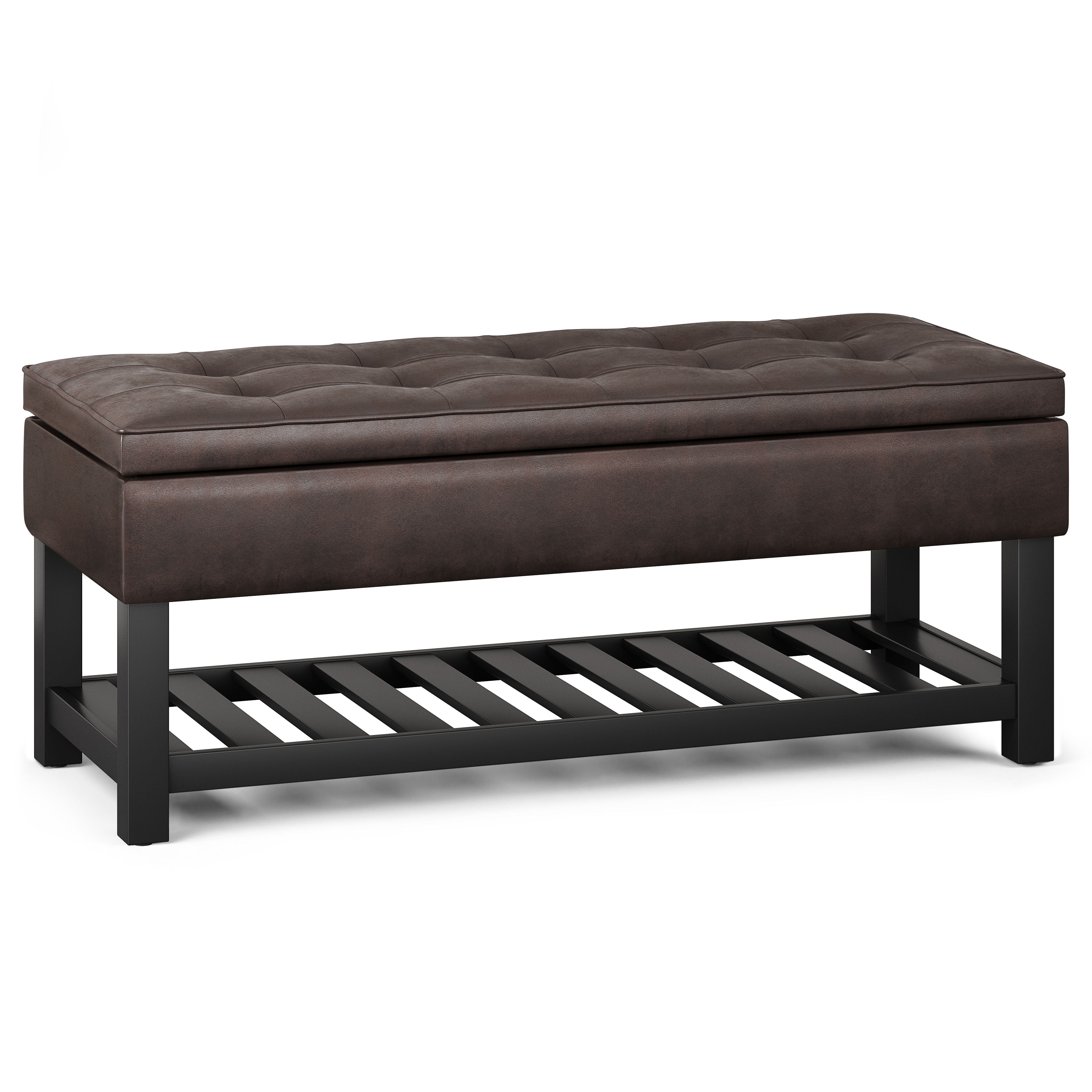 Cosmopolitan - Storage Ottoman Bench With Open Bottom - Distressed Brown