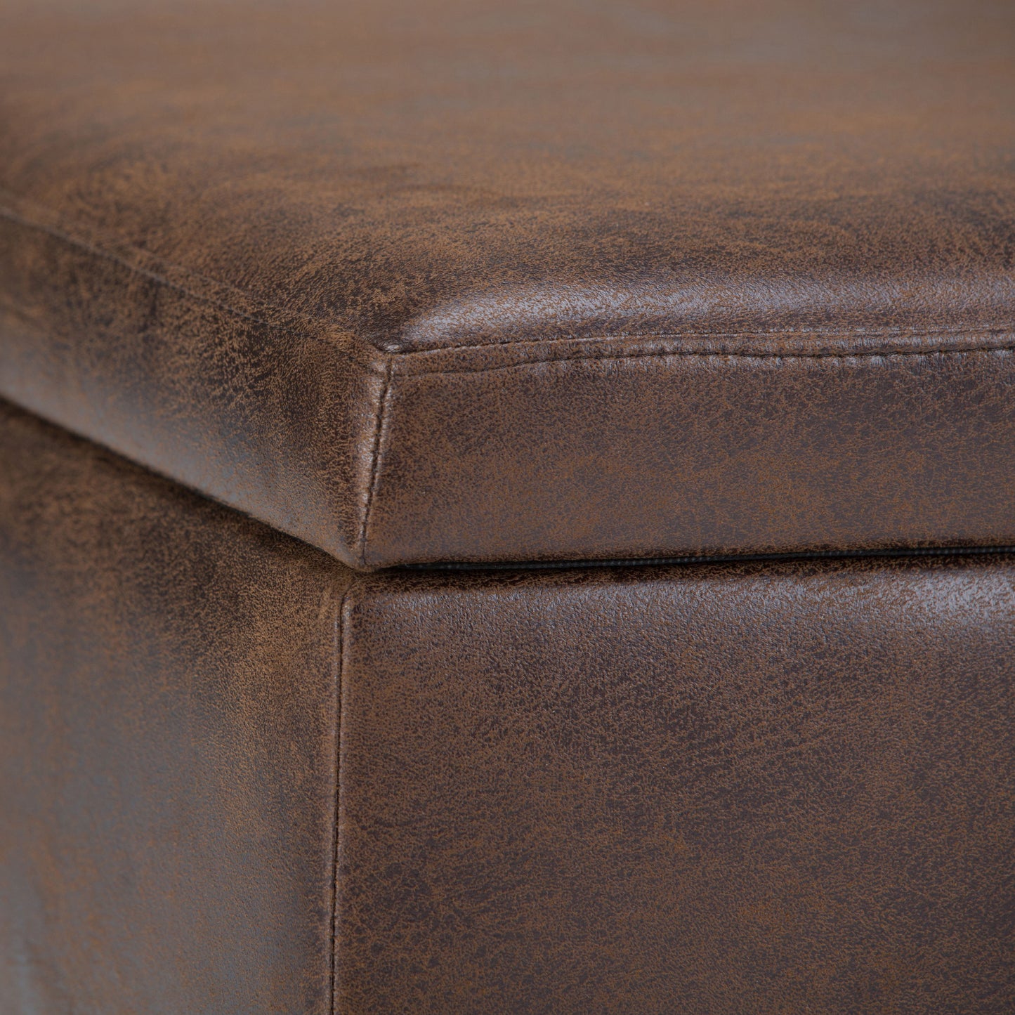 Owen - Coffee Table Storage Ottoman - Distressed Chestnut Brown