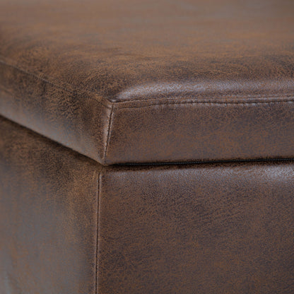 Owen - Coffee Table Storage Ottoman - Distressed Chestnut Brown