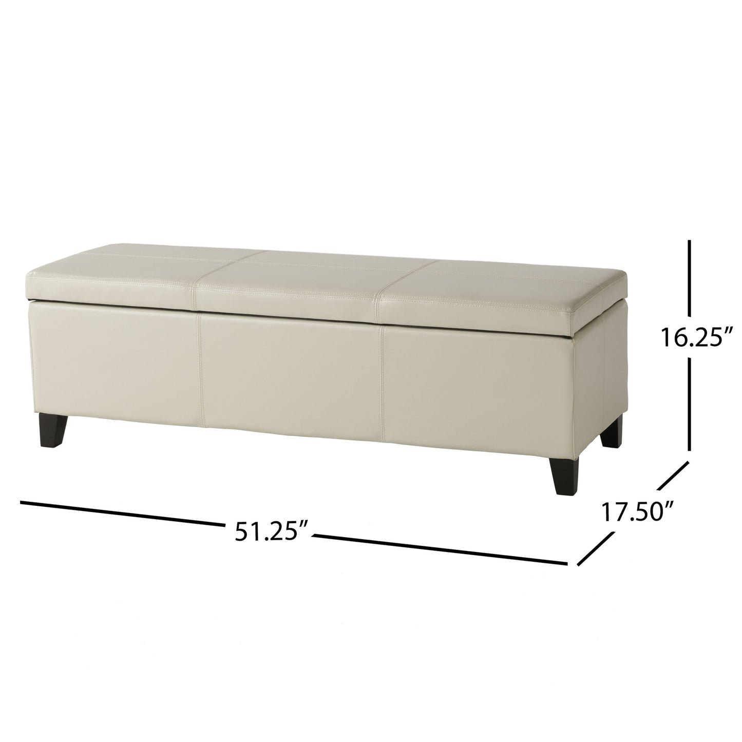 Glouster - Storage Ottoman With Leather Upholstery - Ivory