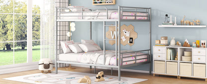 Full Over Full Metal Bunk Bed - Sliver
