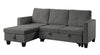 Nova - Velvet Reversible Sleeper Sectional Sofa With Storage Chaise - Dark Gray