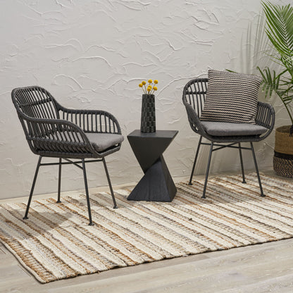 Outdoor Accent Chair With Steel Frame And Water Resistant Cushions (Set of 2) - Gray