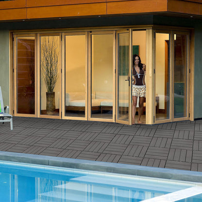 Wood Plastic Composite Deck Tiles (Set of 20), Sustainable Composite Decking Resist Rust, Water, Weather, Easy To Diy & Maintain, Ideal For Patios, Balconies, Rooftops - Light Gray